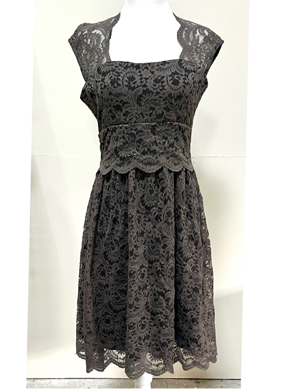 Yellow Star Vintage ModCloth USA Lace Dress Flare Skirt Wedding Guest Romantic L